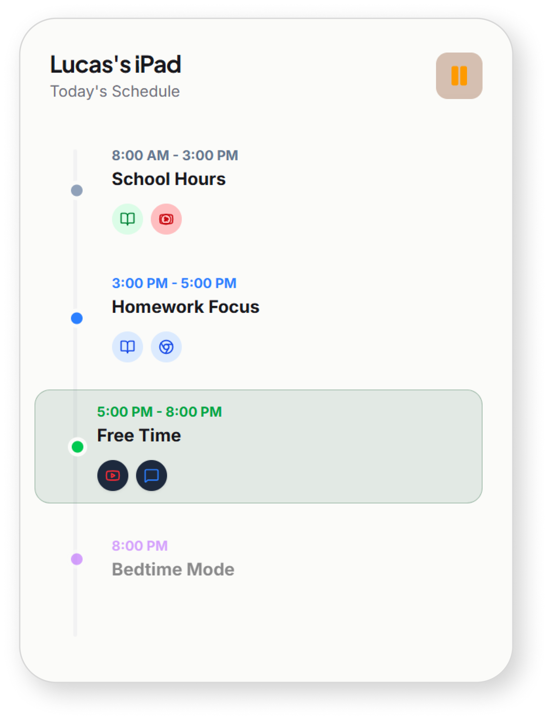 Lucia's iPad Screen Time Schedule